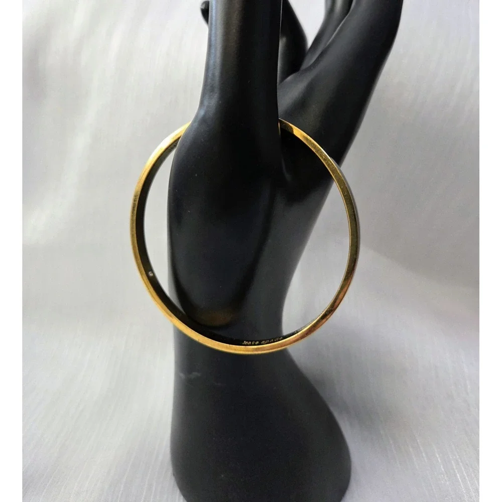 Kate Spade New York Draw the Line Enamel Bangle Bracelet Black with Gold Trim - Picture 8 of 9